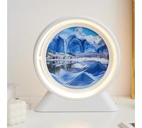 MYBSXKEOZ Cadre Sable Mouvant, Lampe LED Rotative 360° Image De Sable Dynamique 3D avec Lumière LED Art du Sable Fluide pour Décoration Bureau À Domicile(Charging Model)