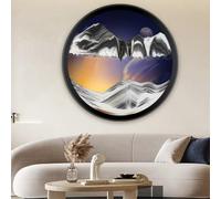 MYBSXKEOZ Tableau Moderne Et Dynamique 3D en Forme De Sable Creative Paysage De Sable Profond, Rotation À 360°, Cadre en Bois Massif pour Décoration De Salon, Décoration De Bureau(H,11.4IN)