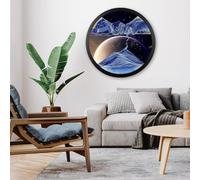 MYBSXKEOZ Tableau Moderne Et Dynamique 3D en Forme De Sable Creative Paysage De Sable Profond, Rotation À 360°, Cadre en Bois Massif pour Décoration De Salon, Décoration De Bureau(Q,14.3IN)