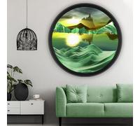 MYBSXKEOZ Tableau Moderne Et Dynamique 3D en Forme De Sable Creative Paysage De Sable Profond, Rotation À 360°, Cadre en Bois Massif pour Décoration De Salon, Décoration De Bureau(A,14.3IN)