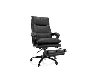 MyBuero 729439 Fauteuil de Direction Relax CL 200 Similicuir Noir, siège pivotant réglable en Hauteur avec Repose-Pieds Extensible