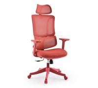 MyBuero Chaise de bureau Ergomy Colore - Ergonomique - Dossier respirant - Support lombaire réglable - Accoudoirs 3D et appui-tête - Rouge