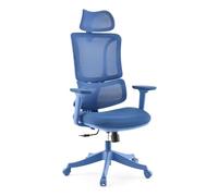 MyBuero Chaise de bureau Ergomy Colore - Ergonomique - Dossier respirant - Support lombaire réglable - Accoudoirs 3D et appui-tête - Bleu