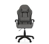 MyBuero Gamebreaker W01 Chaise de bureau ergonomique avec revêtement en tissu, coussin de tête et lombaire - Accoudoirs réglables en hauteur - Gris/noir