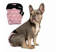 MyBullyLove Culotte anti-chaleur pour bouledogues français - Couche réutilisable pour chien, sans trou pour canne, fabriquée à la main et réglable en continu (taille L (tour de hanches 49-53 cm