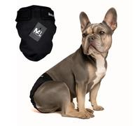 MyBullyLove Culotte anti-chaleur pour bouledogues français - Couche réutilisable pour chien, sans trou pour canne, fabriquée à la main et réglable en continu (taille L (tour de hanches 49-53 cm), noir