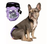 MyBullyLove Culotte anti-fuites pour bouledogues français, réutilisable, sans trou pour canne, fabriquée à la main et réglable en continu, violet Bully, taille L (tour de hanches 49-53 cm)