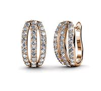 MYC PARIS - Boucles d'oreilles Elegant - Laiton de haute qualité + Plaqué Or Rose 18k - Cristal Autrichien de très haute qualité - Cadeau d'anniversaire, Fête des Mères, Noël - Coloris Cristal