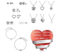MYC-PARIS - Calendrier de l'avent cœur, 14 bijoux en plaqué rhodium et laiton sertis de cristaux d'Autriche - Cadeau d'anniversaire, Fête des Mères, Noël