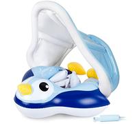 MYCARBON Bouée Bébé avec Parasol Amovible UPF 50+ Bouée Bébé de 6 à 36 Mois Culotte Réglable Gonflable Flotteur de Natation Piscine Enfant Anneau de Natation Baignade