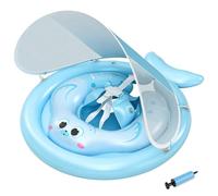 MYCARBON Bouée Bébé avec Pare Soleil Amovible Protection Solaire UPF 50+ Anti UV Bouée Piscine Bébé de 6 à 36 Mois, Flotteur Bébé Gonflable avec Culotte, Sangle de Sécurité, Éviter le Renversement