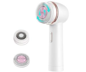 MYCARBON Brosse Nettoyante Visage Électrique Microcirculation Bidirectionnelle IPX7 Étanche 2 Vitesses Brosse Exfoliante Visage Silicone Brosse Rotative pour Nettoyer Le Visage en Profondeur, Blanc