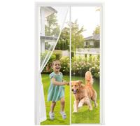 MYCARBON Moustiquaire Porte Fenêtre Aimantée 90x210cm Maille Ultra Fine et Résistante Aimants Plus Puissants Moustiquaire Magnétique Porte d’entrée Rideau Anti Mouches avec Ruban Adhésif, Blanc