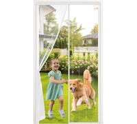MYCARBON Moustiquaire Porte Fenêtre Magnétique 90x220cm Maillage Ultra Fin et Résistant Aimants Plus Puissants Moustiquaire Porte d’extérieur Rideau Anti Mouches avec Bande Adhésive, Blanc
