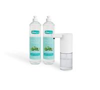 MyCare+ Distributeur de Savon Automatique, Distributeur Gel Hydro-Alcoolique Aleo Vera, Réservoir 280 ML, Fonctionne avec Piles AA, 3 Volumes, Gel Hydo-Alcoolique 2 x 1L Inclu