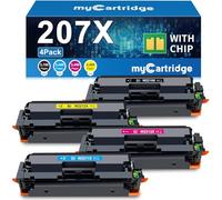 MYCARTRIDGE 207X avec Puce Cartouche de Toner remplacement pour HP 207X 207A Compatible HP Color Laserjet Pro MFP m283fdw m255dw m282nw W2210X W2211X W2212X W2213X (4 Paquets, Noir/cyan/jaune/magenta)