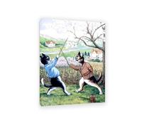 MYCGGDGH Clôture pour chats Louis Wain Chat en Toile tableau artiste célèbres grande taille Reproduction d'Art Célèbre de Chat Décoration de chambre à coucher ferme restaurant55x40cm(22x16in) cadre