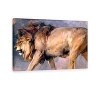 MYCGGDGH Edwin Landseer Impression sur toile Étude d'un lion affiche Reproduction de peintures à l'huile Animaux Art mural pour la maison et le bureau105x70cm(41x28in) Avec cadre