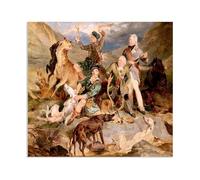 MYCGGDGH Edwin Landseer Impression sur toile Le duc d'Atholl avec des forestiers affiche Reproduction de peintures à l'huile Animaux Art mural pour la maison et le bureau30x30cm(12x12in) Sans cadre