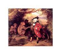 MYCGGDGH Edwin Landseer Impression sur toile Le singe qui avait vu le monde affiche Reproduction de peintures à l'huile Animaux Art mural pour la maison et le bureau95x80cm(37x31in) Sans cadre