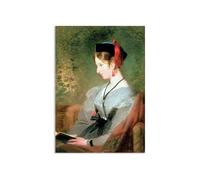 MYCGGDGH Edwin Landseer Impression sur toile Portrait d'Elizabeth Wells affiche Reproduction de peintures à l'huile Animaux Art mural pour la maison et le bureau100x70cm(33x28in) Sans cadre