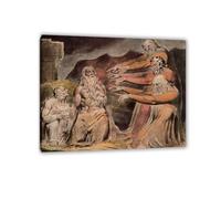 MYCGGDGH Illustration du livre de Job Tableau Canvas William Blake Impression sur Toile de Grande Taille Déco Maison Moderne pour Bureau ou Séjour Cadre Galerie 80x60cm(31x24in) Cadre