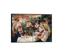 MYCGGDGH Impression sur toile murale Déjeuner en bateau de Pierre-Auguste Renoir Impressions d'art impressionnistes pour salon chambre à coucher bureau 100x70cm(39x28in) Noir encadré