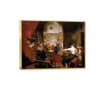 MYCGGDGH Impression sur Toile Peinture Reproductions de Tableau Célèbre Les fileurs Poster Peinture sur toile Diego Velázquez Décoration Murale pour Salon et Chambre 80x60cm(31x24in) Cadre doré
