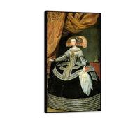MYCGGDGH Impression sur Toile Peinture Reproductions de Tableau Célèbre Mariane d'Autriche Tableau sur Toile Diego Velázquez Décoration Murale pour Salon et Chambre 90x50cm(35x20in) Cadre noir