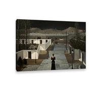 MYCGGDGH Paul Delvaux《Paysage avec lanternes 1958》Surréalisme Toile Peinture à l'huile Photo Fond Décoration Murale Décoration de la Maison 70x50cm(28x20in) Cadre intérieur