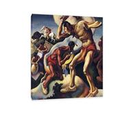 MYCGGDGH Reproduction de tableau de Thomas Hart Benton Arts indiens Impression sur toile Copie de peinture à l'huile Décoration d'intérieur Salon et chambre35x30cm(14x12in) Cadre intérieur