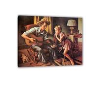 MYCGGDGH Reproduction de tableau de Thomas Hart Benton La leçon de musique Impression sur toile Copie de peinture à l'huile Décoration d'intérieur Salon et chambre80x60cm(31x24in) Cadre intérieur