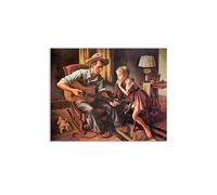 MYCGGDGH Reproduction de tableau de Thomas Hart Benton La leçon de musique Impression sur toile Copie de peinture à l'huile Décoration d'intérieur Salon et chambre90x70cm(35x28in) Sans cadre