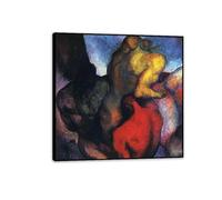 MYCGGDGH Reproduction de tableau de Thomas Hart Benton Trois chiffres Impression sur toile Copie de peinture à l'huile Décoration d'intérieur Salon et chambre70x70cm(28x28in) Cadre noir