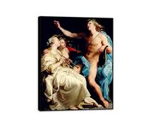MYCGGDGH Reproductions de Tableaux Pompeo Batoni Célèbres Impression sur toile Apollon et deux muses Pompeo Batoni Affiche Décoration murale pour Salon chambre 80x60cm(31x24in) Cadre noir