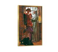 MYCGGDGH Reproductions de Tableaux sur Toile William Holman Hunt Claudio et Isabella Poster Peintres CéLèBres Images DéCoratives Pour Les Murs du Salon70x40cm(28x16in) Cadre doré