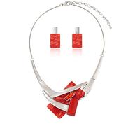 Mycitta Parure de bijoux vintage avec collier plastron et boucles d'oreilles - Motif feuilles - Motifs géométriques - Style bohème - Pour femme et fille - Cadeau unique, Résine, Zircone cubique