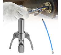 MYCK Strong Lock on Grease Couplers, High Pressure Grease Gun Coupler - with Spring Flex Hose, Quick Release Grease Coupler, Grease Gun Coupler for Tight Spaces (B-1PCS Couplers+30cm Hose)