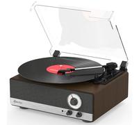 Mycket Lecteur de disque vinyle avec double haut-parleur stéréo, platine Bluetooth 5.3, tourne-disque vintage, prend en charge la radio AM/FM, émetteur Bluetooth, sortie RCA, 3 vitesses, entraînement