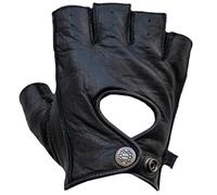 Mycl Turell Gants de moto Easy Rider Half Fingers - Gants de moto en cuir véritable - Gants de moto pour homme - Gants de moto en cuir sans doigts (noir, L)