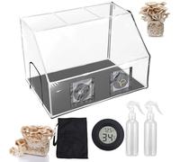 Mycologie des champignons avec boîte à air fixe améliorée, boîte de culture portable, kit monotub pour champignons avec 2 pulvérisateurs et thermomètre, sac de plantation champignons 90x60x60cm