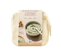 MyCosmetik - Coffret DIY Masque purifiant à l'argile verte - Kit Cosmétique Maison - Ingrédients naturels et bio - Trousse en velours avec accessoires + recette inclus. Réalisez 5 masques