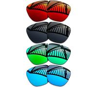 MYCOURAG Lot de 4 paires de verres de rechange pour lunettes de soleil Oakley Sylas XL OO9448 60 mm - Noir uni + émeraude + bleu glacier + rouge feu