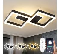 MYCUL Plafonnier LED,Lampe de plafond Dimmable Luminaire Chambre avec Telecommande APP,éclairage de Plafond 3000K-6000K,Luminaires Intérieu Moderne 32W Pour Salon Bureau Cuisine Couloir,Noir