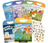 mycustomy - 6 Livres Gommettes Enfants en 3D 1+ BPA Free avec 120 Gommettes Repositionnables Lavables - Livre Autocollant Enfant FSC