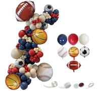 MYDECORBL Kit de 167 ballons sur le thème de la boule - Bleu marine mat rouge naturel - Ballons en aluminium pour fête à thème, jeux, fête sur le thème du jardin