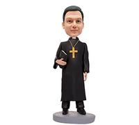 mydedor Figurine de bobbleheads personnalisée, Poupée personnalisée, Prêtre en Costume Noir, Figurine de bobblehead Faite Main, Sculpture personnalisée, Cadeau pour Homme