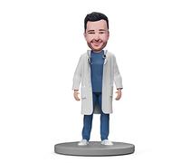 mydedor Figurine personnalisée à tête branlante de Chirurgien en Blouse Blanche, Cadeau sculpté à la Main pour Homme