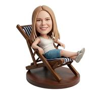 mydedor Poupée personnalisée qui ressemble à moi, chaise longue de loisir Lady Bobblehead à partir de la photo Figurine 3D Cadeau de départ à la retraite pour elle décoration de véranda, cadeau