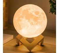 Mydethun 16 couleurs LED Lampe de nuit en forme de lune, cadeau femme enfants chargement USB et contrôle tactile avec télécommande, pour adultes et enfants, blanc chaud à froid (18 cm)